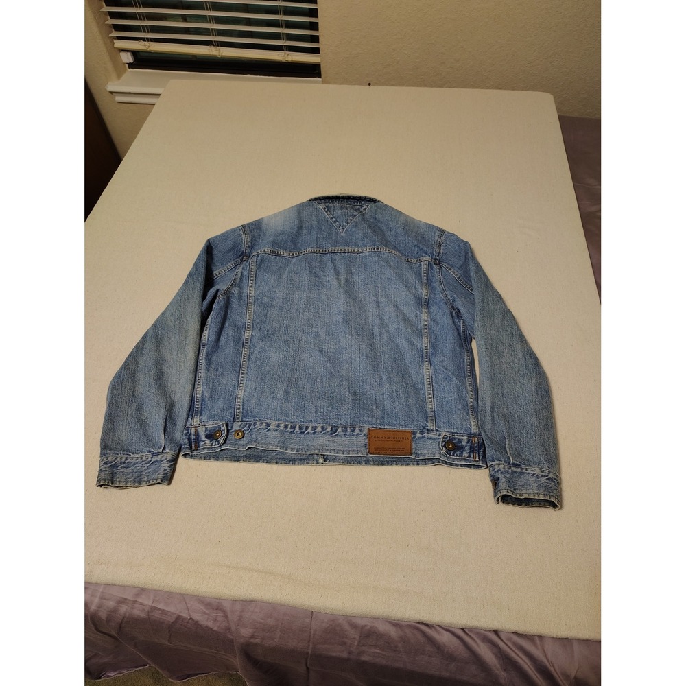Vintage Tommy Hilfiger Mens Denim Jean Jacket Blue Wash Button Front Size L - Picture 7 of 9